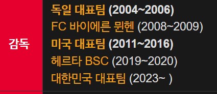 클린스만 감독 커리어
