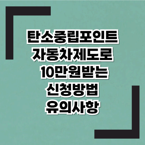 2025년 탄소중립포인트 자동차 제도 신청하고 "10만원" 입금 받는 법 & 유의사항