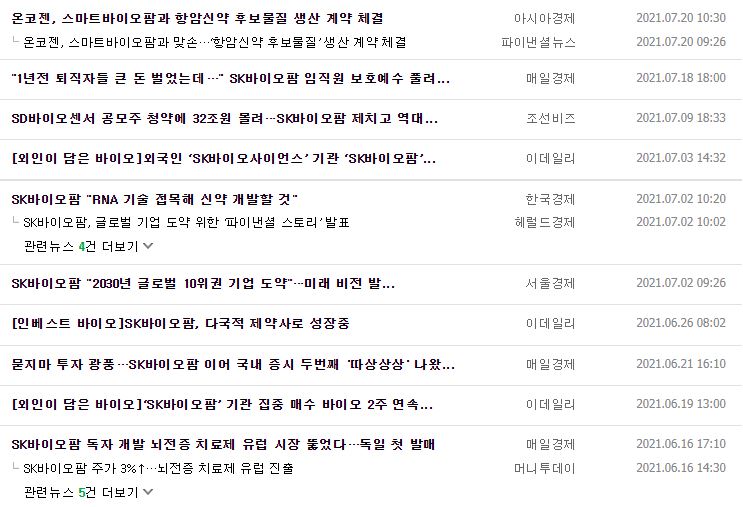 SK바이오팜 뉴스, 공시