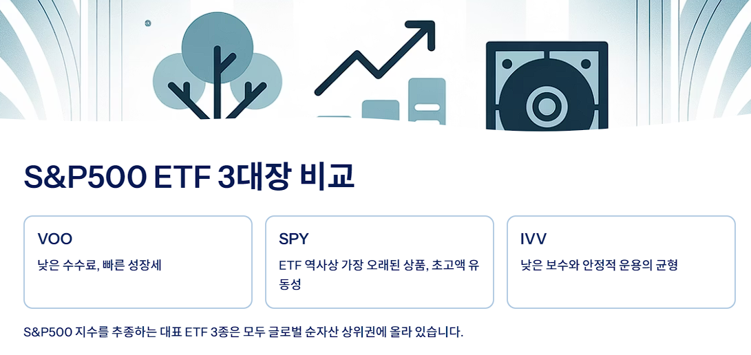 S&amp;P500 ETF 3대장 비교