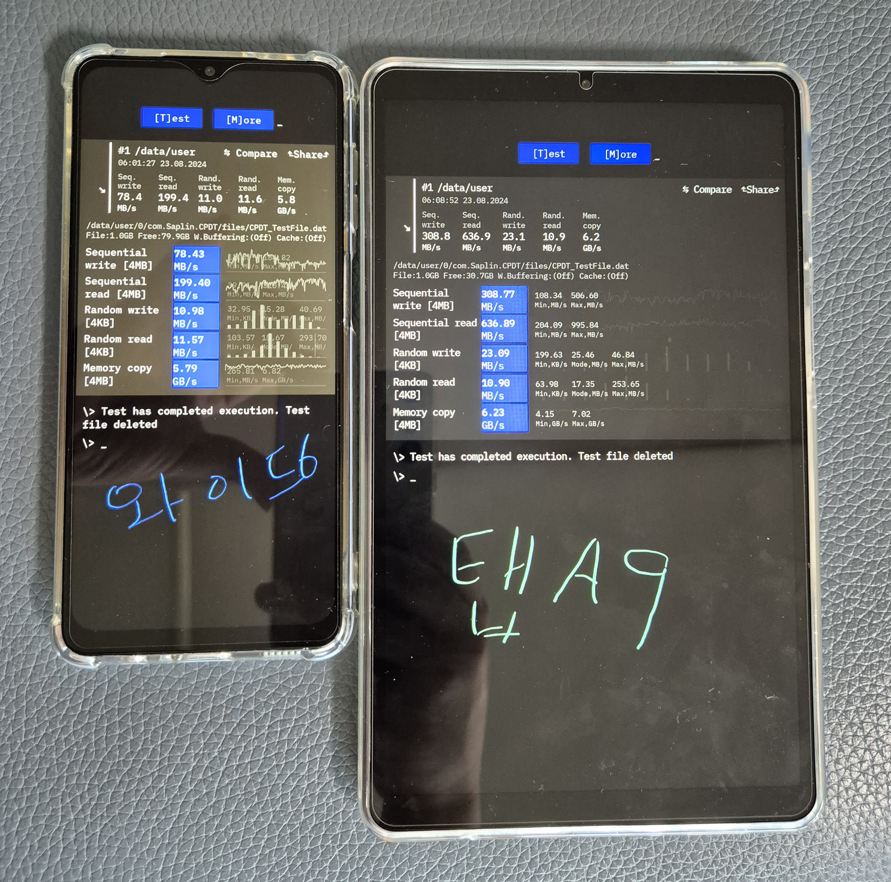 와이드6 VS 갤럭시탭A9 스토리지 속도