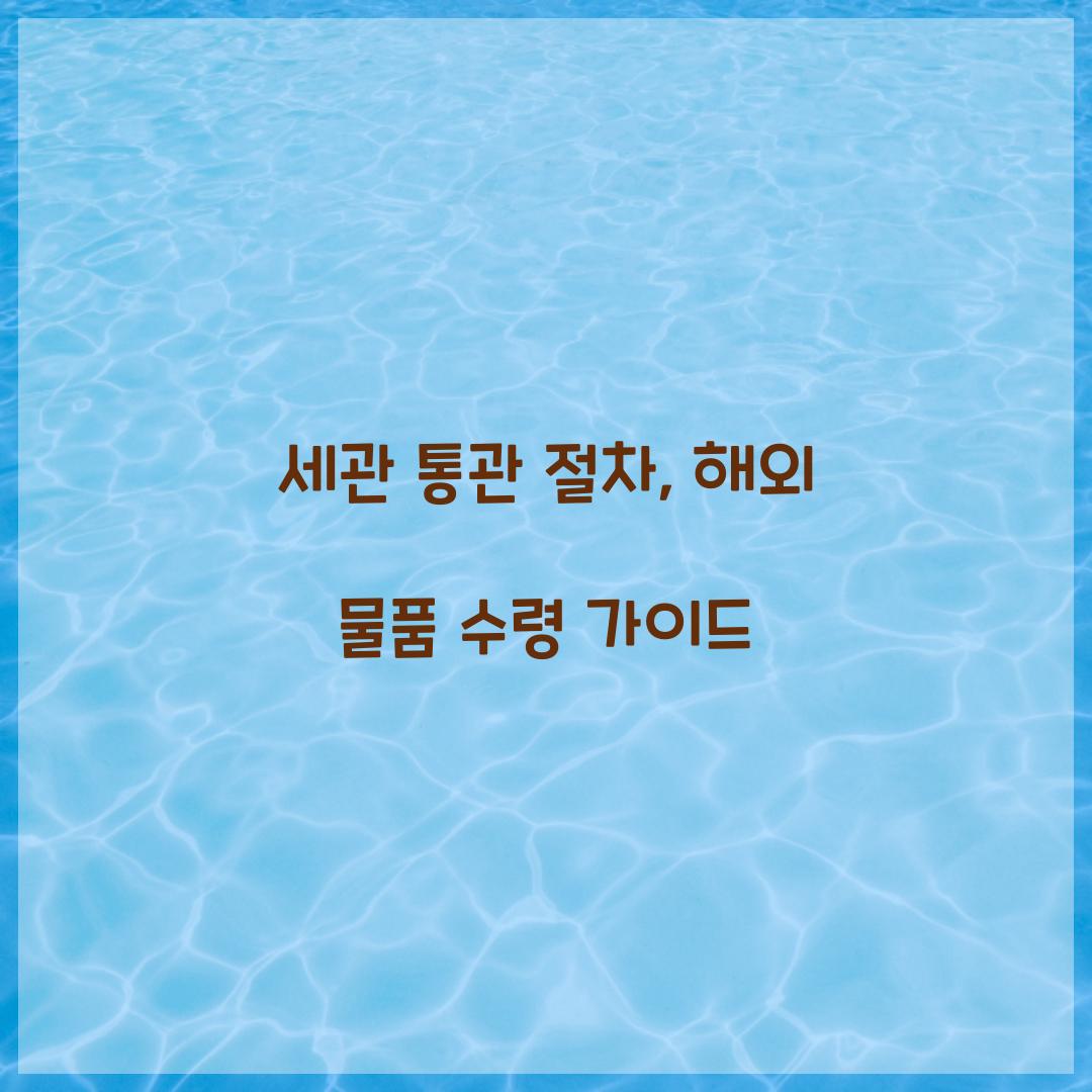 세관 통관 절차