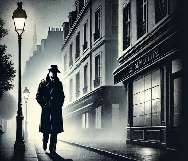 어두운 상가 거리를 걷고 있는 남성