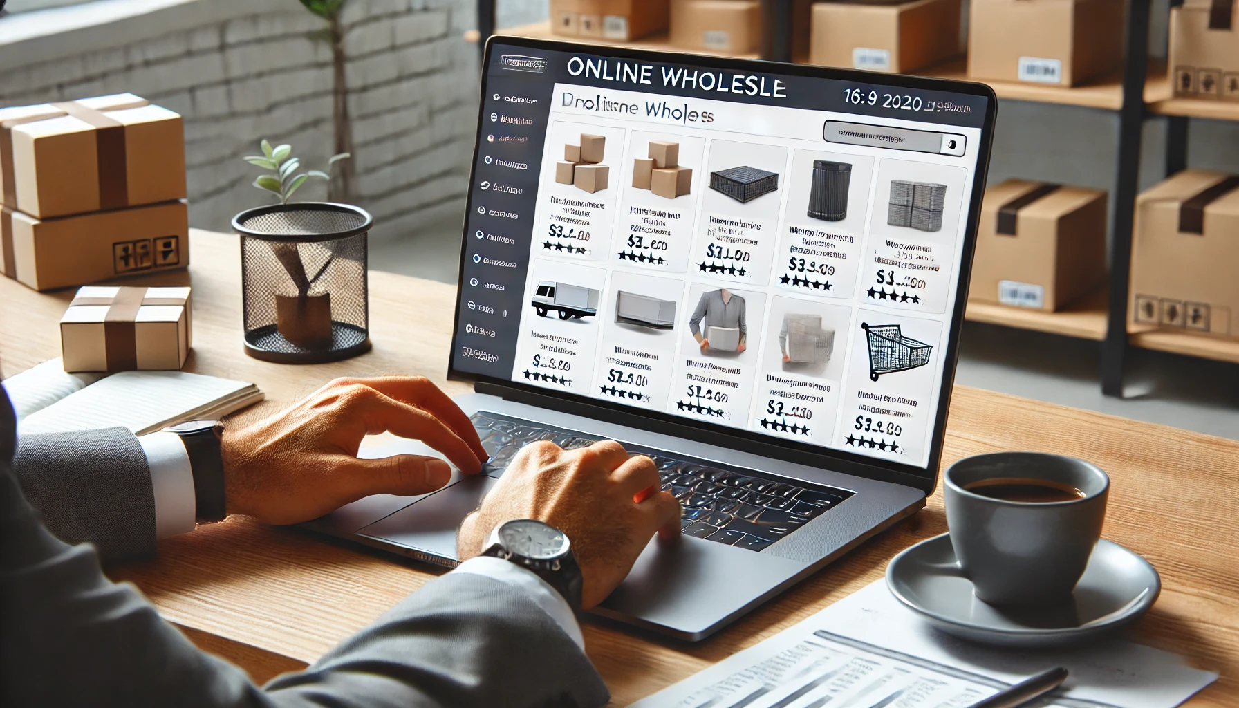 온라인 도매 플랫폼에서 상품을 확인하는 판매자 &ndash; 경쟁력 있는 가격을 살펴보며 구매 결정을 하는 모습