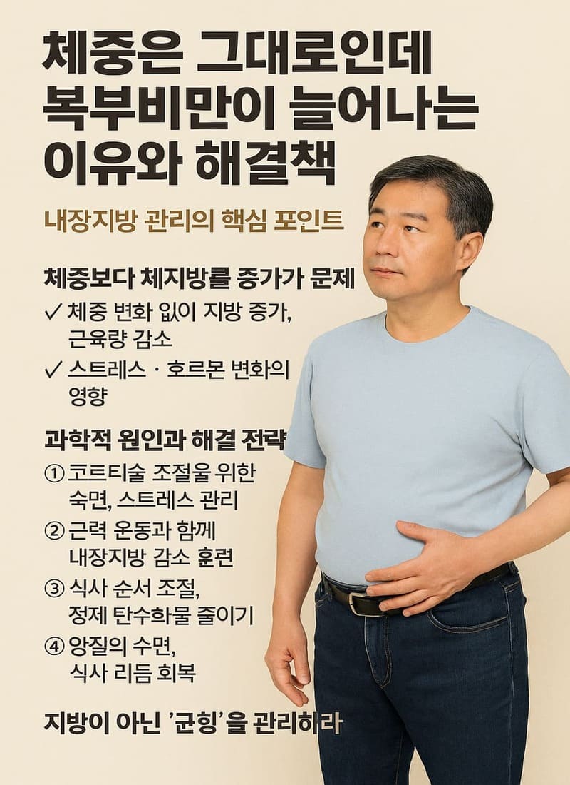 체중은 그대로인데 복부비만이 늘어나는 이유와 해결책: 내장지방 관리의 핵심 포인트