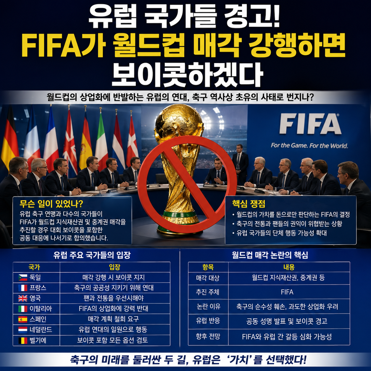 FIFA 월드컵 매각 논란, 유럽 국가들의 보이콧 선언