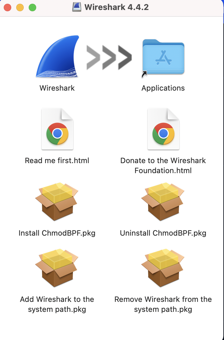 wireshark 설치파일 목록