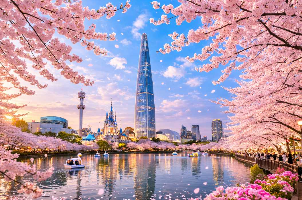 잠실 석촌호수 롯데타워 벚꽃