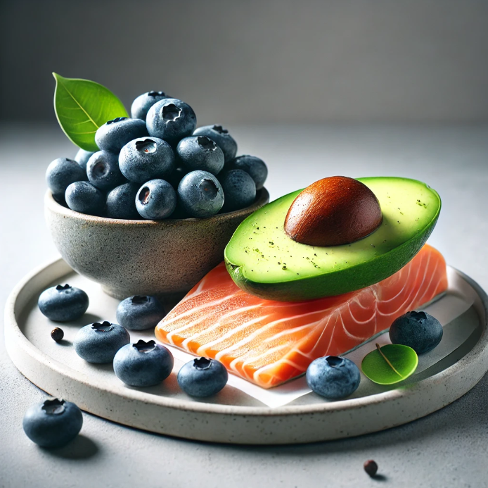 블루베리, 연어, 아보카도