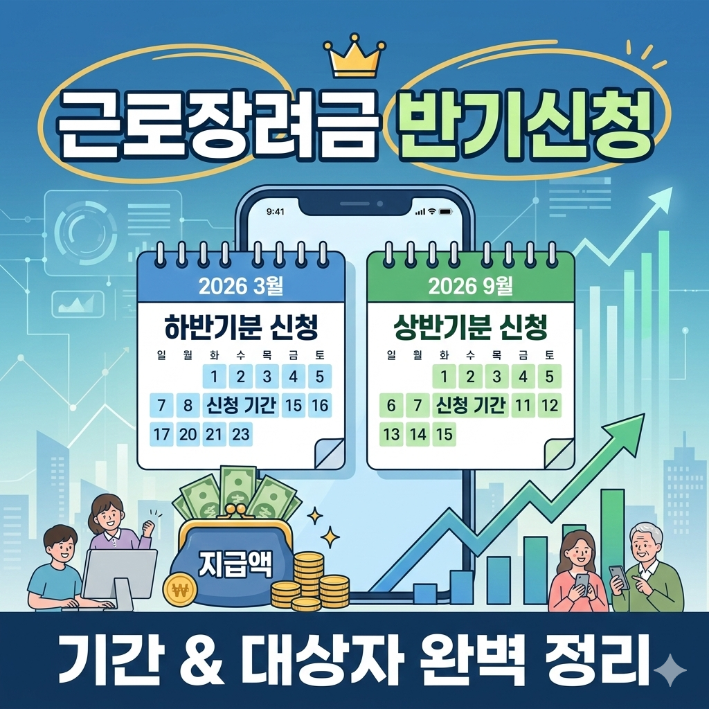 근로장려금 반기신청 기간 및 지급일 금액 확인 방법 총정리
