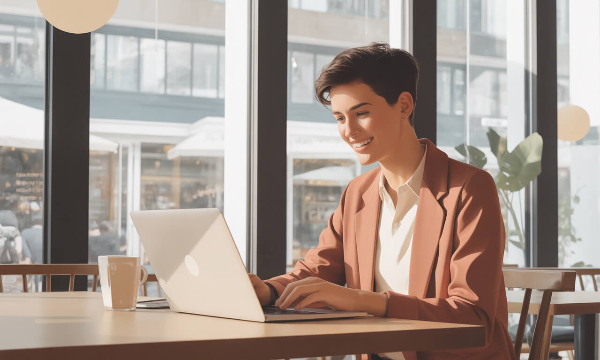 청년이 사무실에서 컴퓨터로 서류 작성하는 모습