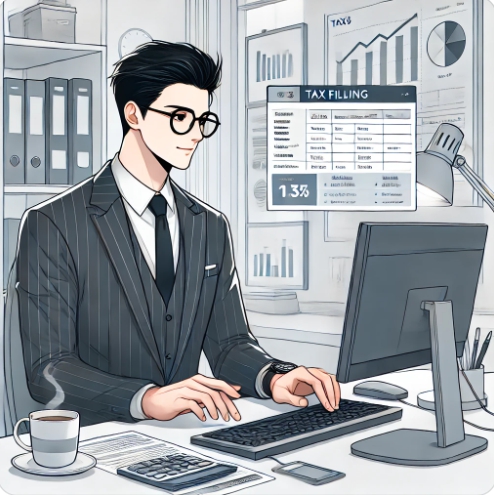 연말정산 신고하는 모습을 표현한 이미지