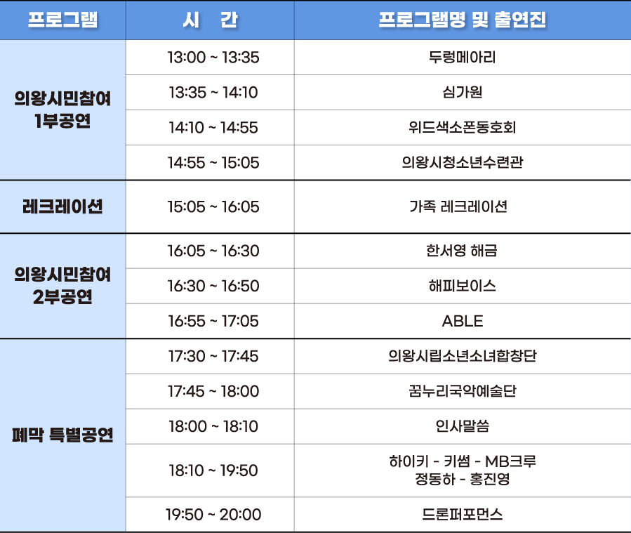 2024 의왕철도 축제 일정 프로그램 일정표