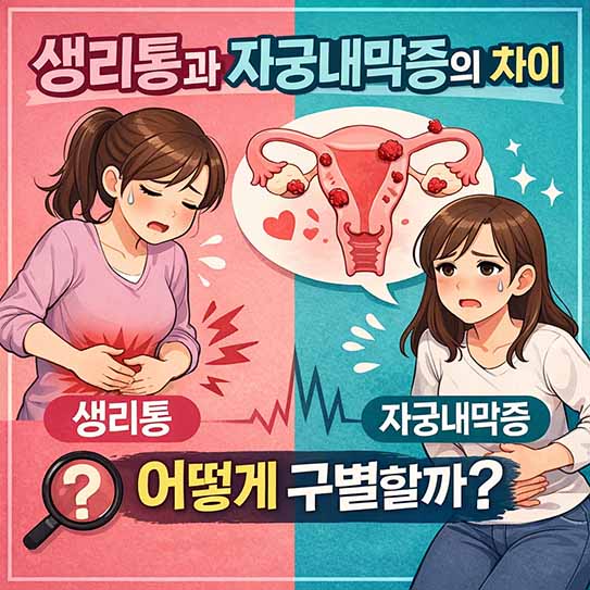 생리통, 자궁내막증, 생리통 자궁내막증 차이, 자궁내막증 증상, 자궁내막증 진단, 심한 생리통, 만성 골반통, 여성 건강, 생리통 완화, 자궁내막증 치료