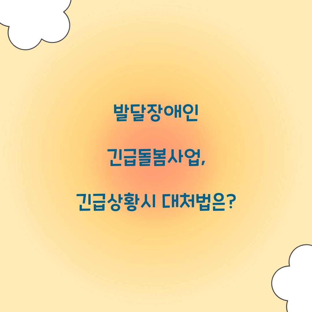 발달장애인 긴급돌봄사업