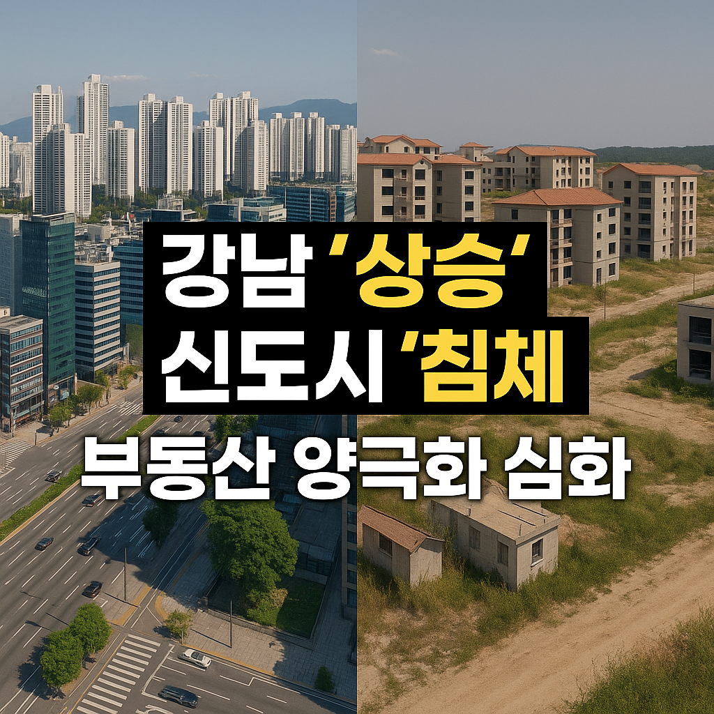 잘 나가는 강남 아파트와 침체된 신도시 아파트 모습