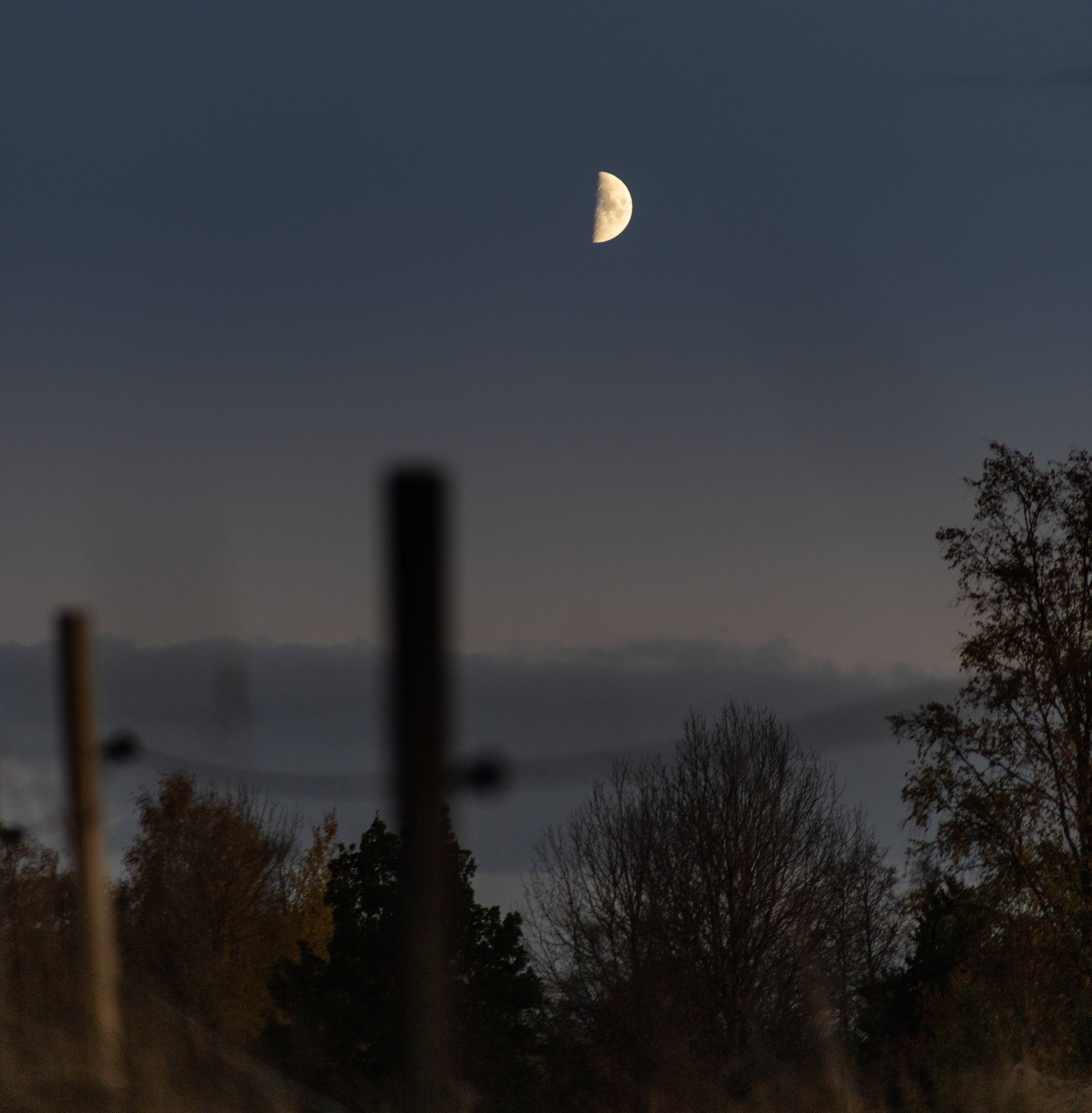 상현달이 뜬 퇴근길 밤하늘
