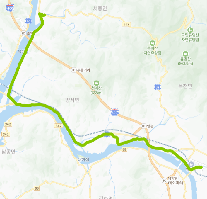 양평-88-1번-버스-노선-지도