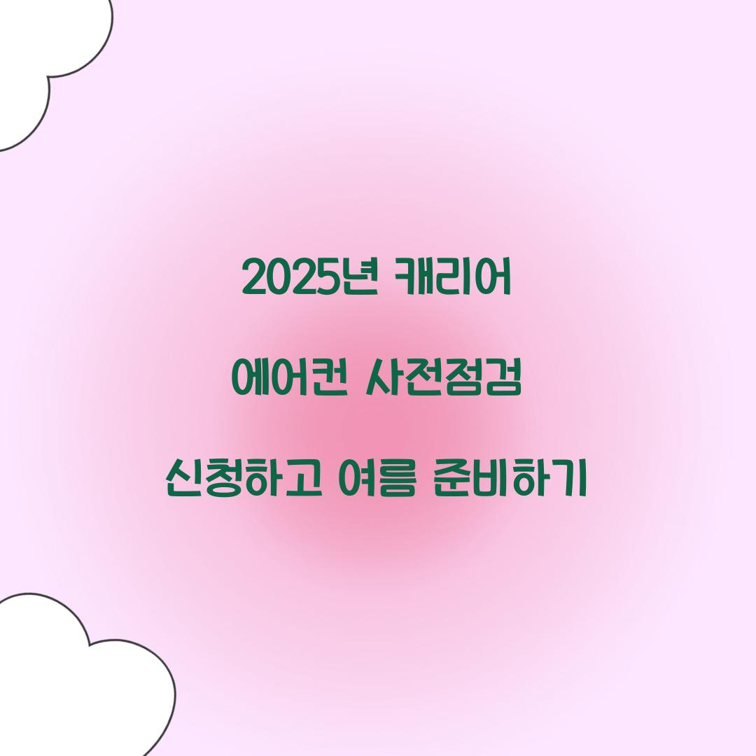 2025년 캐리어 에어컨 사전점검