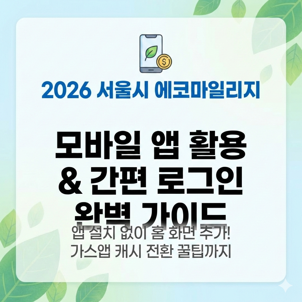 2026 서울시 에코마일리지 모바일 앱 활용 및 간편 로그인 완벽 가이드