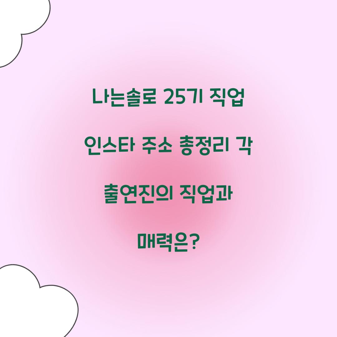나는솔로 25기 직업 인스타 주소