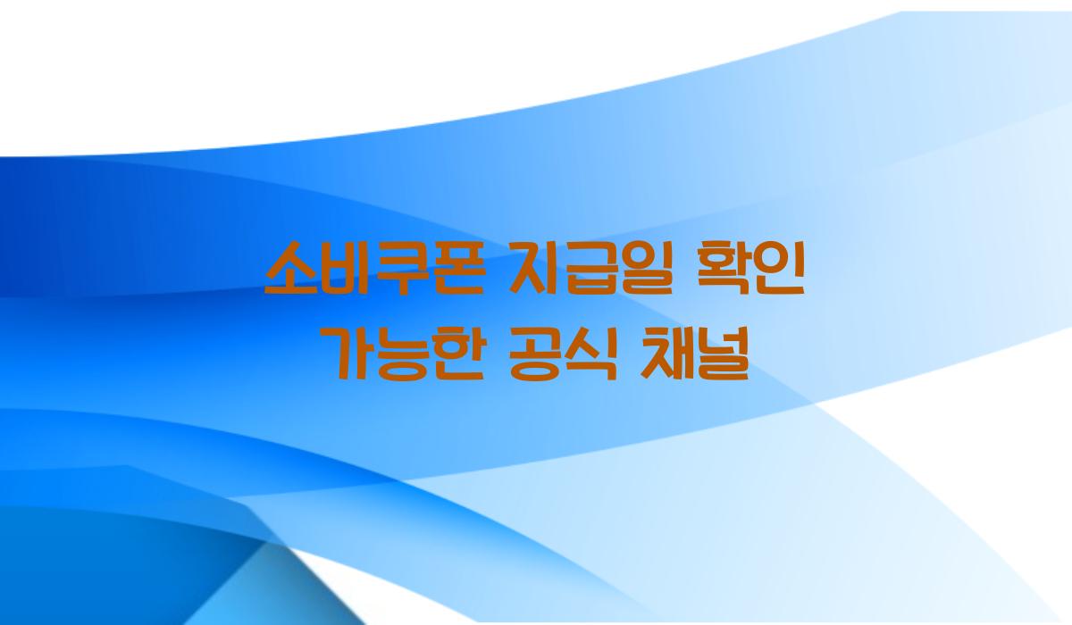 소비쿠폰 지급일 확인 가능한 공식 채널