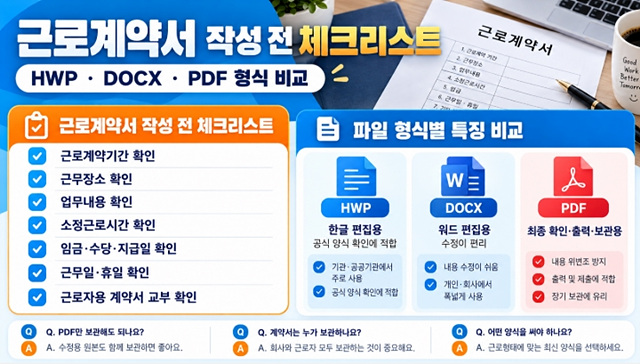 표준근로계약서 양식 다운로드｜작성방법&middot;필수항목 정리