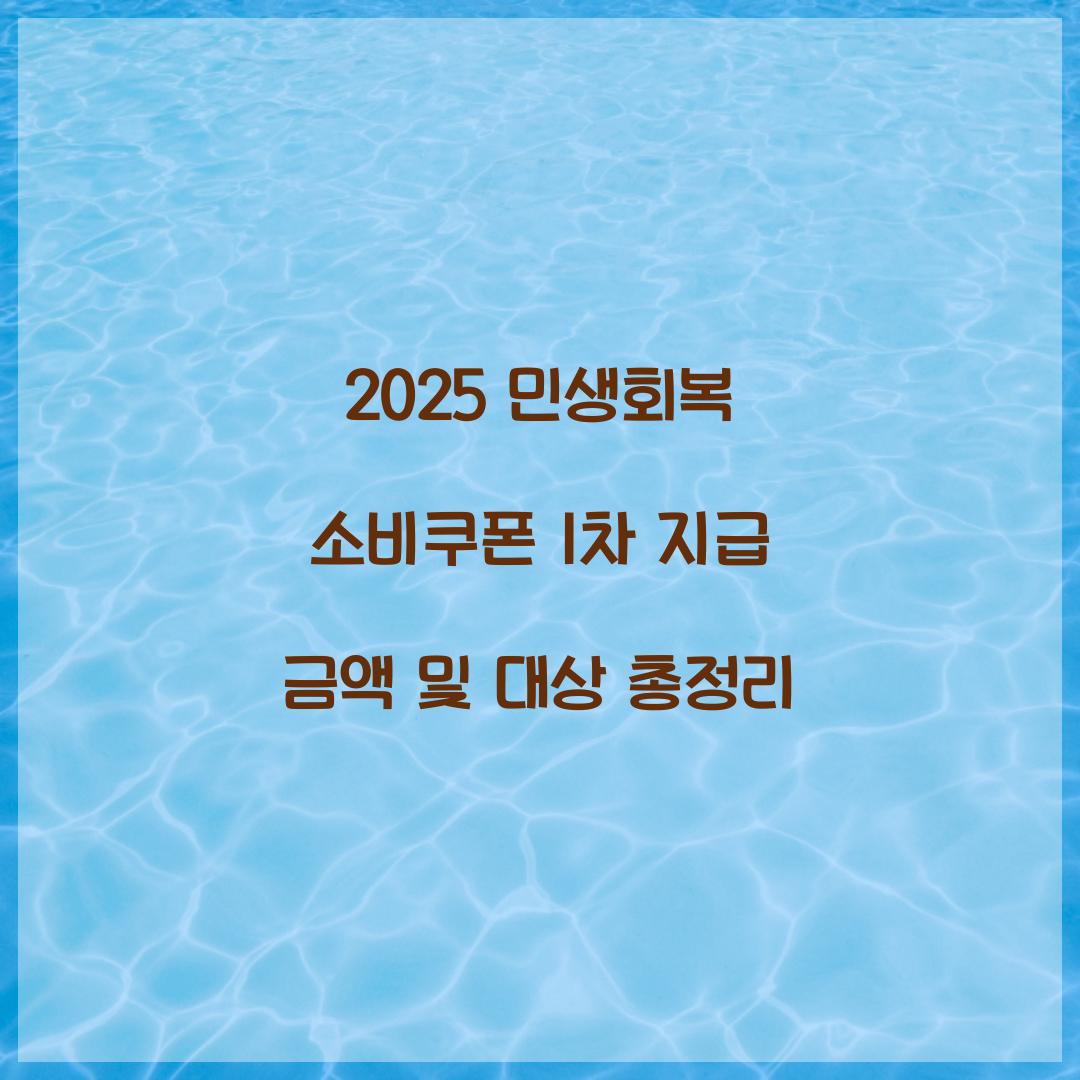 2025 민생회복 소비쿠폰 1차 지급 금액