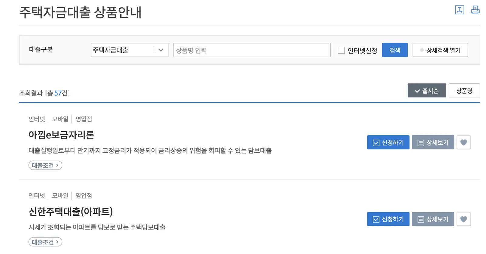 신한은행주택담보대출금리