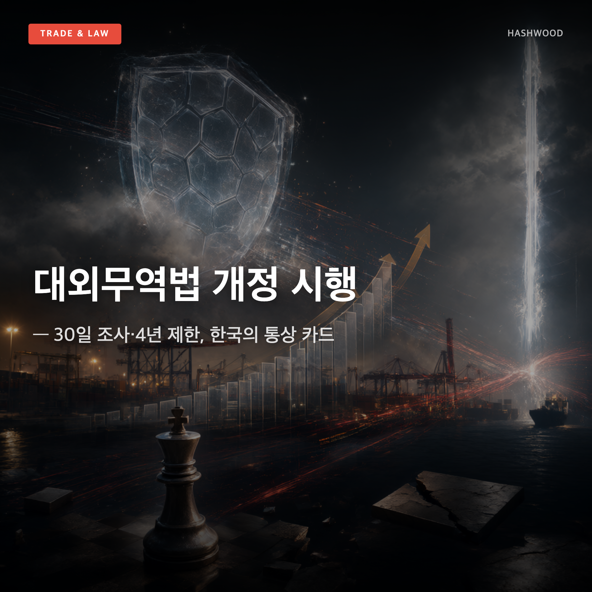 그림: 대외무역법 개정 시행 — — 30일 조사·4년 제한, 한국의 통상 카드
