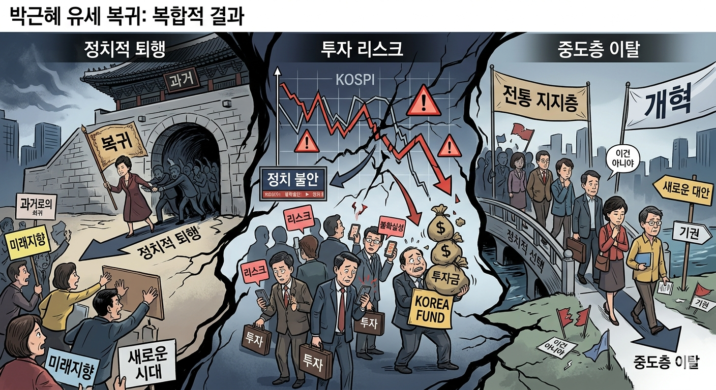 박근혜 유세 복귀 (정치적 퇴행, 투자 리스크, 중도층 이탈)