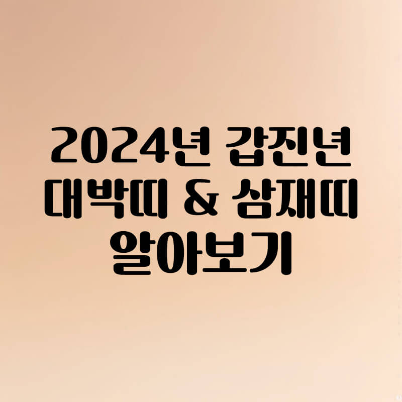 2024년 갑진년 대박띠 삼재띠