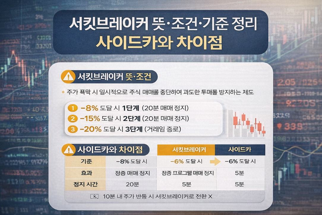 서킷브레이커 vs 사이드카 뜻과 조건 및 기준 3분 완벽 정리