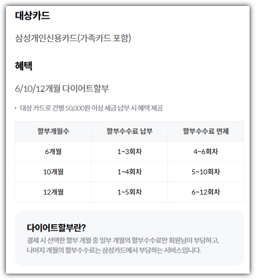 삼성카드 부분 무이자 할부