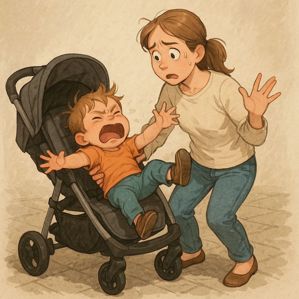 유모차 거부하는 아기