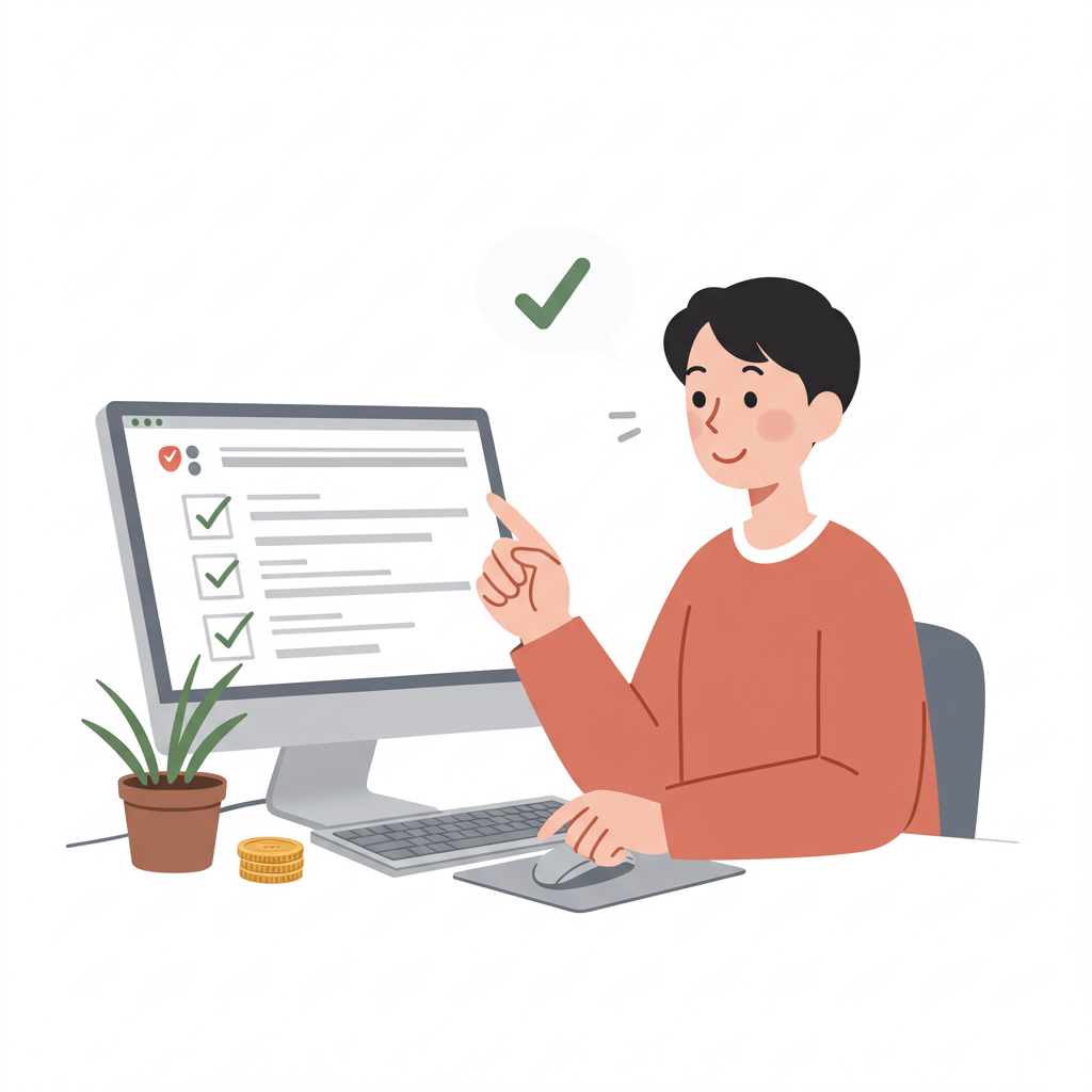 신청 단계에서 계좌 등록을 입력하고 완료 체크 표시가 뜨는 장면 2