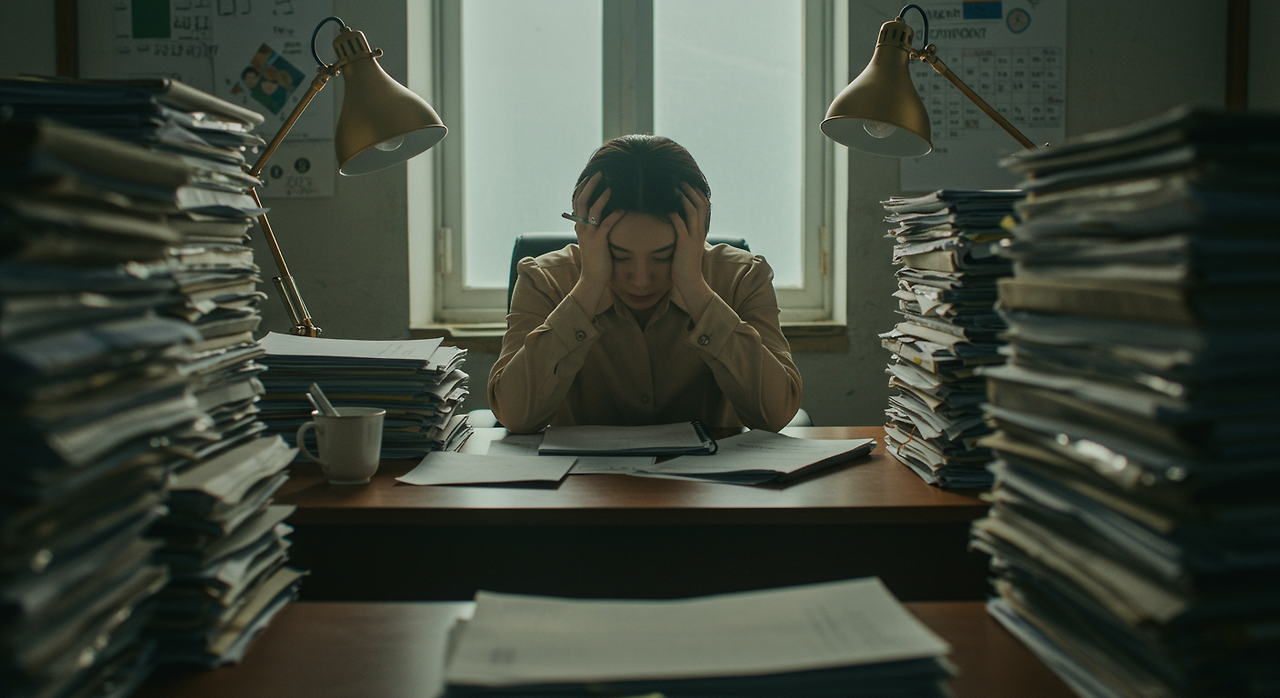 파산으로 괴로워 하는 모습