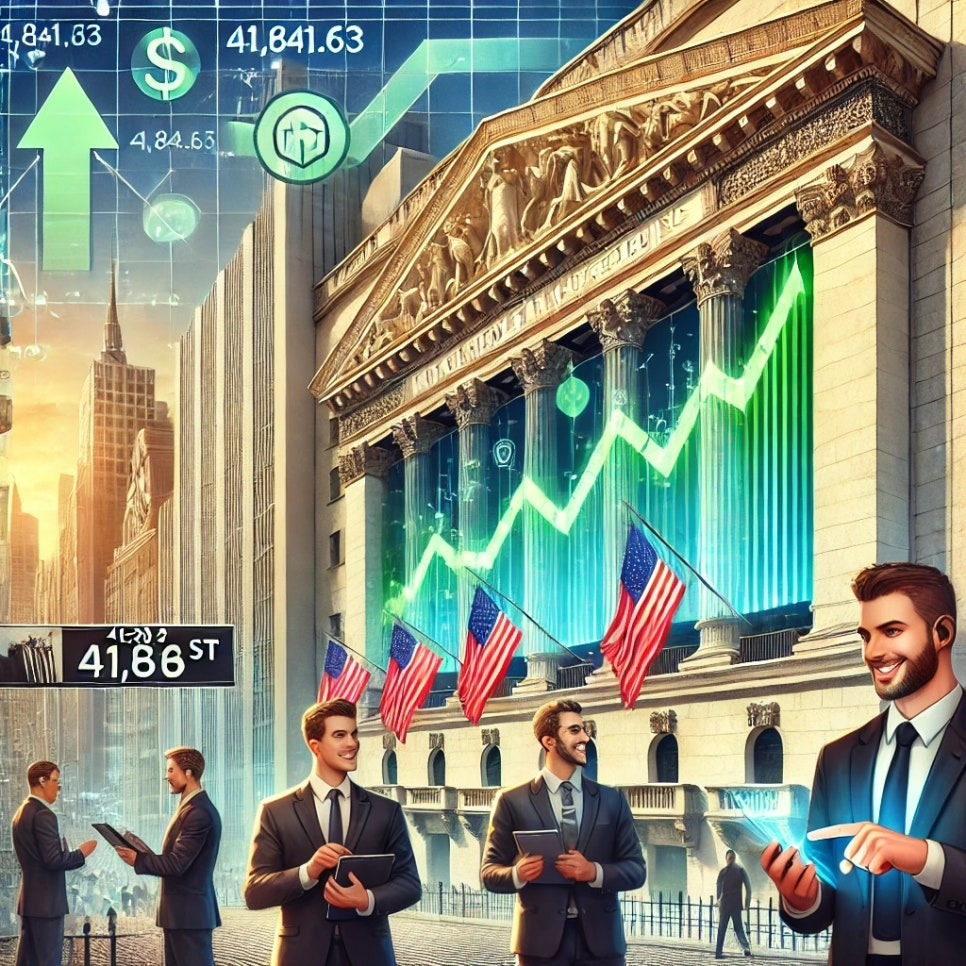 뉴욕증시 상승을 의미하는 이미지