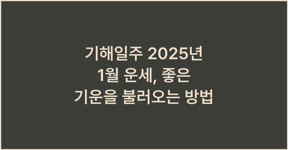 기해일주 2025년 1월 운세