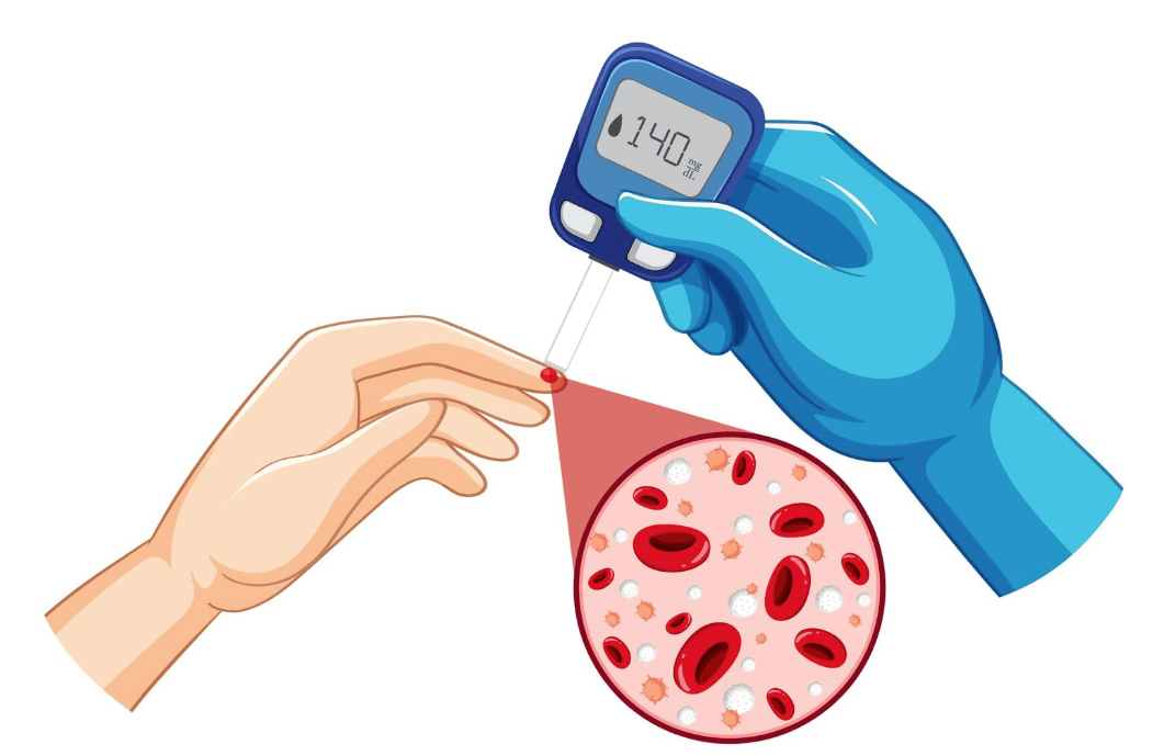 혈당 측정 결과를 보는 모습