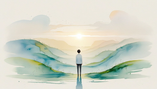 INFJ는 한국 사회의 비교와 경쟁 속에서 쉽게 지치지만, 동시에 그 문화를 넘어설 수 있는 비전을 지닌 유형입니다에 관한 그림입니다.