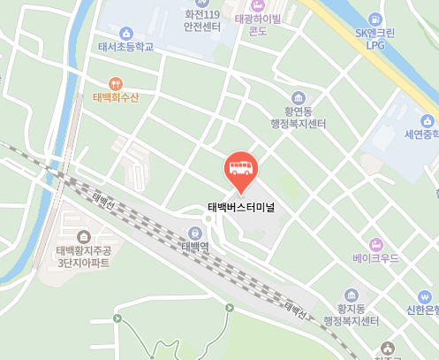 태백버스터미널 위치-지도