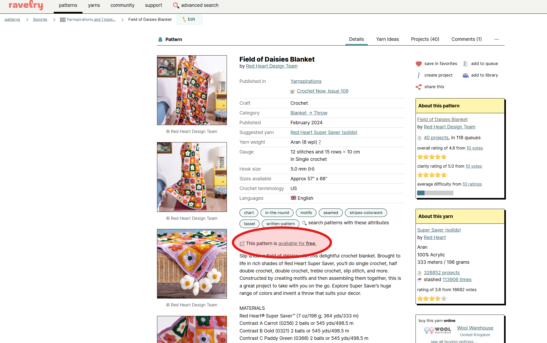 ravelry tips for free chart