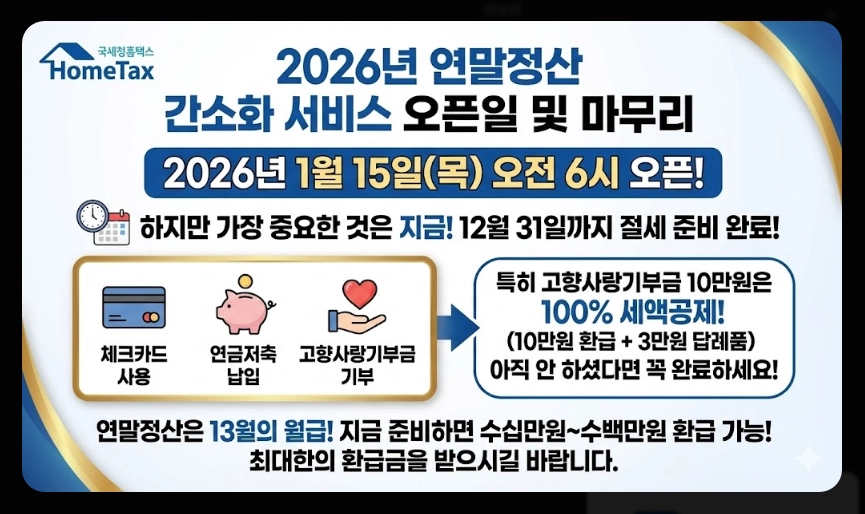 연말정산 간소화서비스 오픈일,이용방법,절세준비5가지