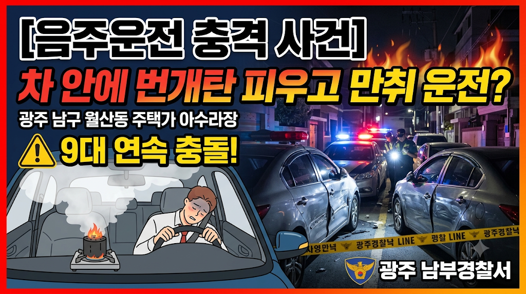 음주운전 충격 사건 차 안에 번개탄 피우고 만취 운전? 9대 연속 충돌