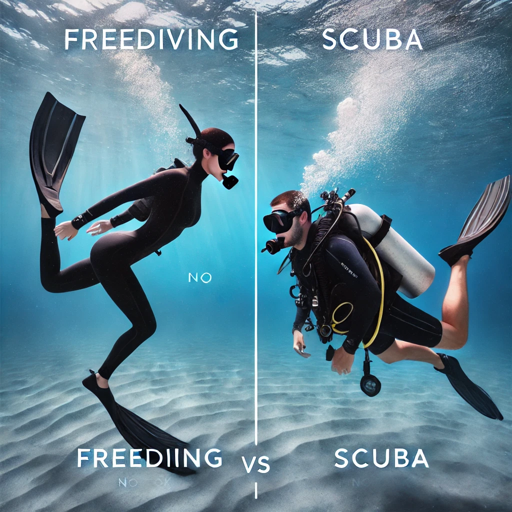 프리다이빙과 스쿠버다이빙 관련 사진