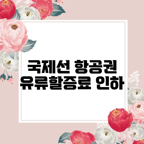 국제선 항공권 유류할증료 인하
