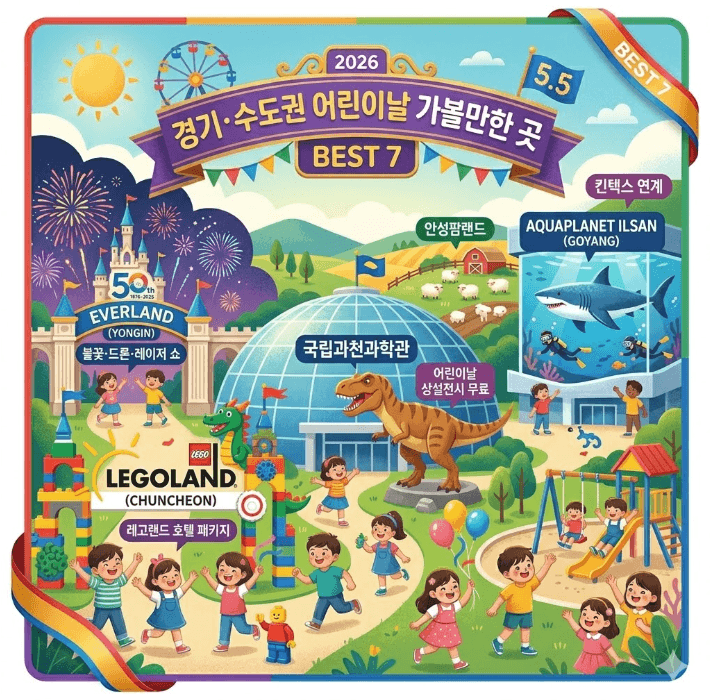 경기 수도권 어린이날 가볼만한 곳 2026 BEST 7 (에버랜드·레고랜드·무료 과학관)
