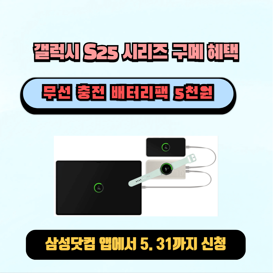 갤럭시 S25 구매 혜택&amp;#44; 무선 충전 배터리팩 5천 원 쿠폰