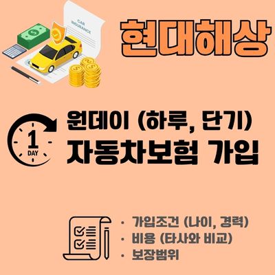 썸네일_현대해상 1일 보험 가입비용 (당일, 원데이, 자동차보험 주말 신청)